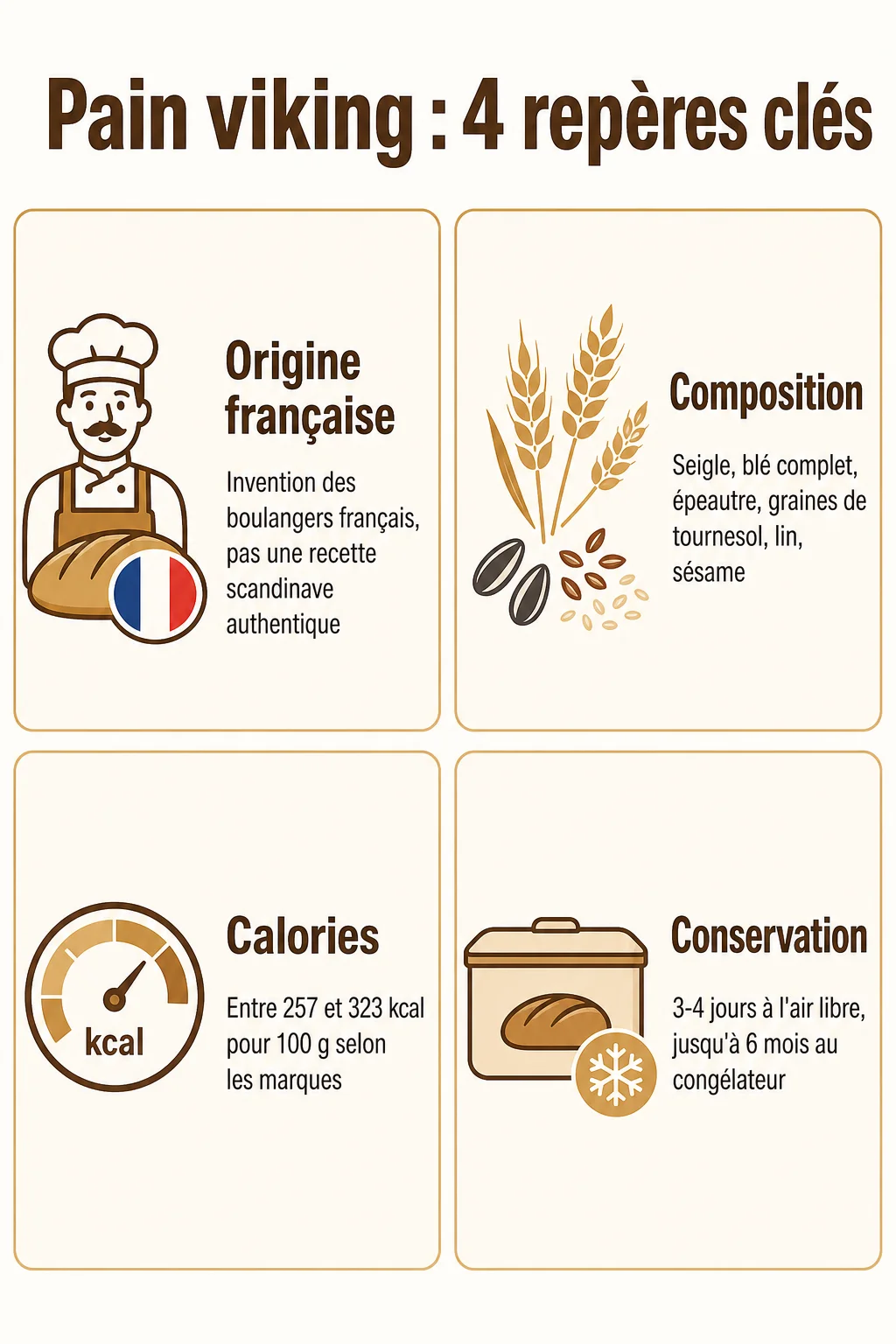 Pain viking : 4 repères clés : Origine française, Composition, Calories, Conservation